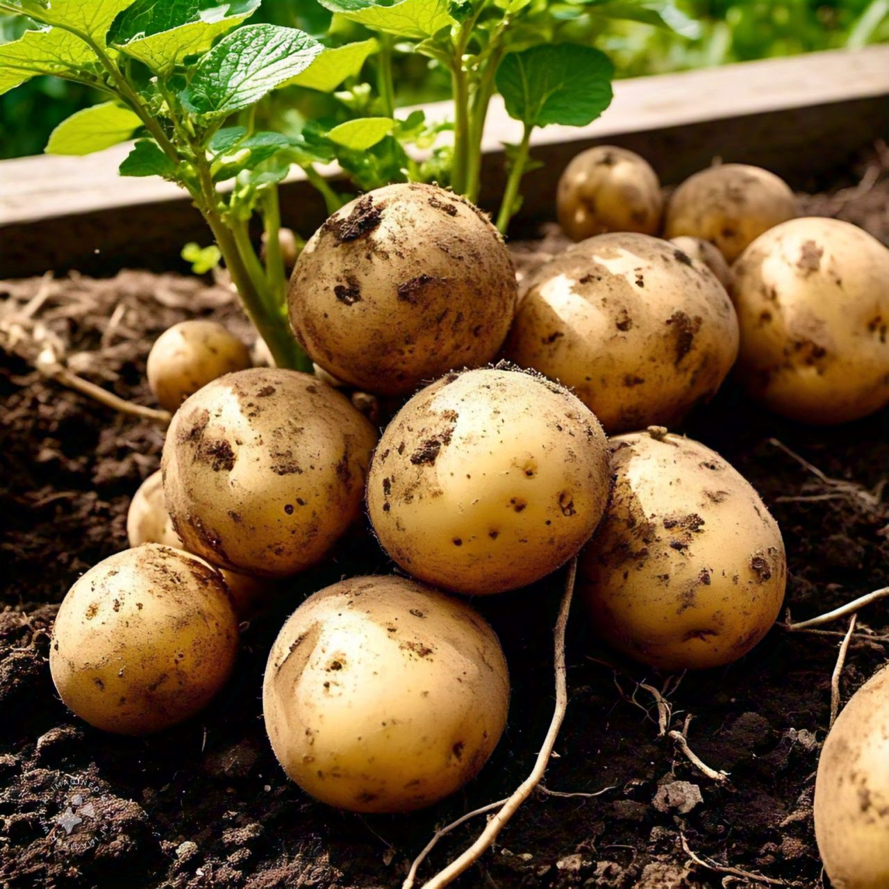 Potatos freshly out of uprooted ready to harvest