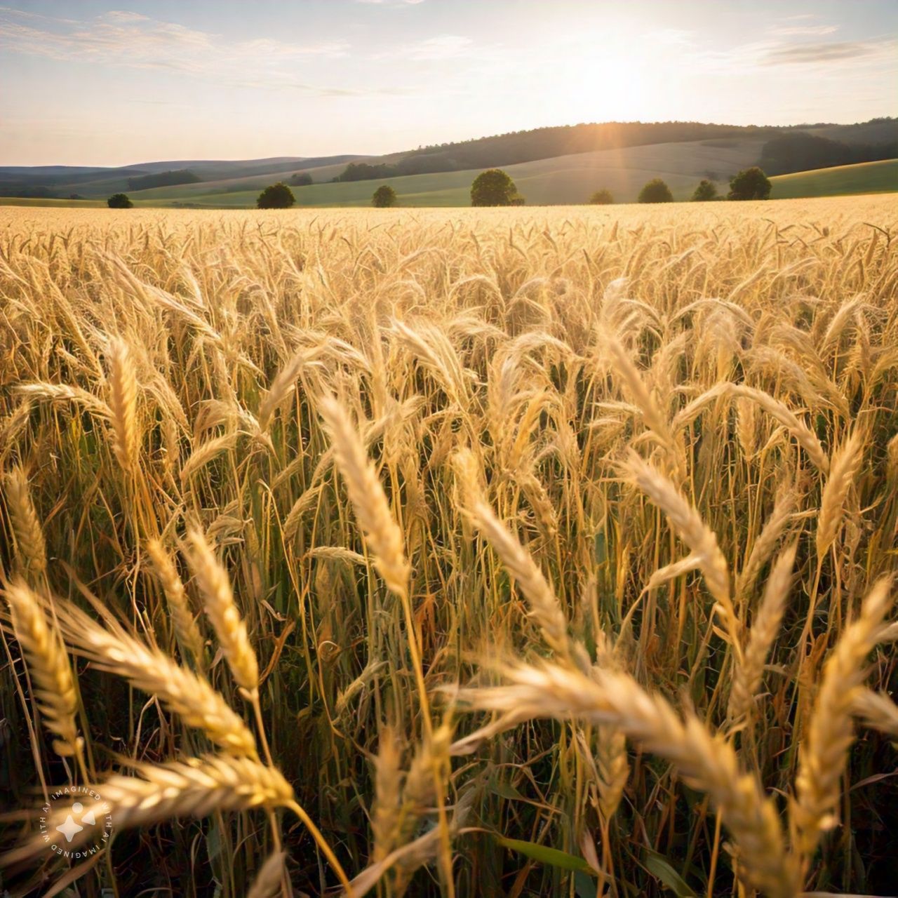 a rye field on a warm summer evening watching the sunset